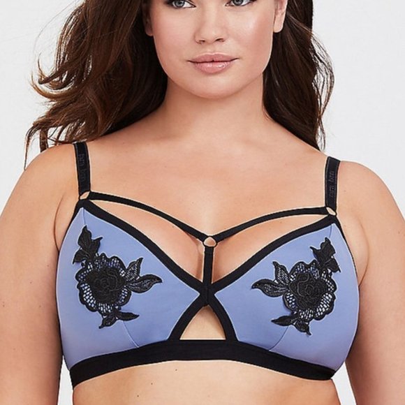 torrid Other - Torrid Curve Tara Lynn Blue Black Rose Floral Strappy Bralette Lingerie Size 3X